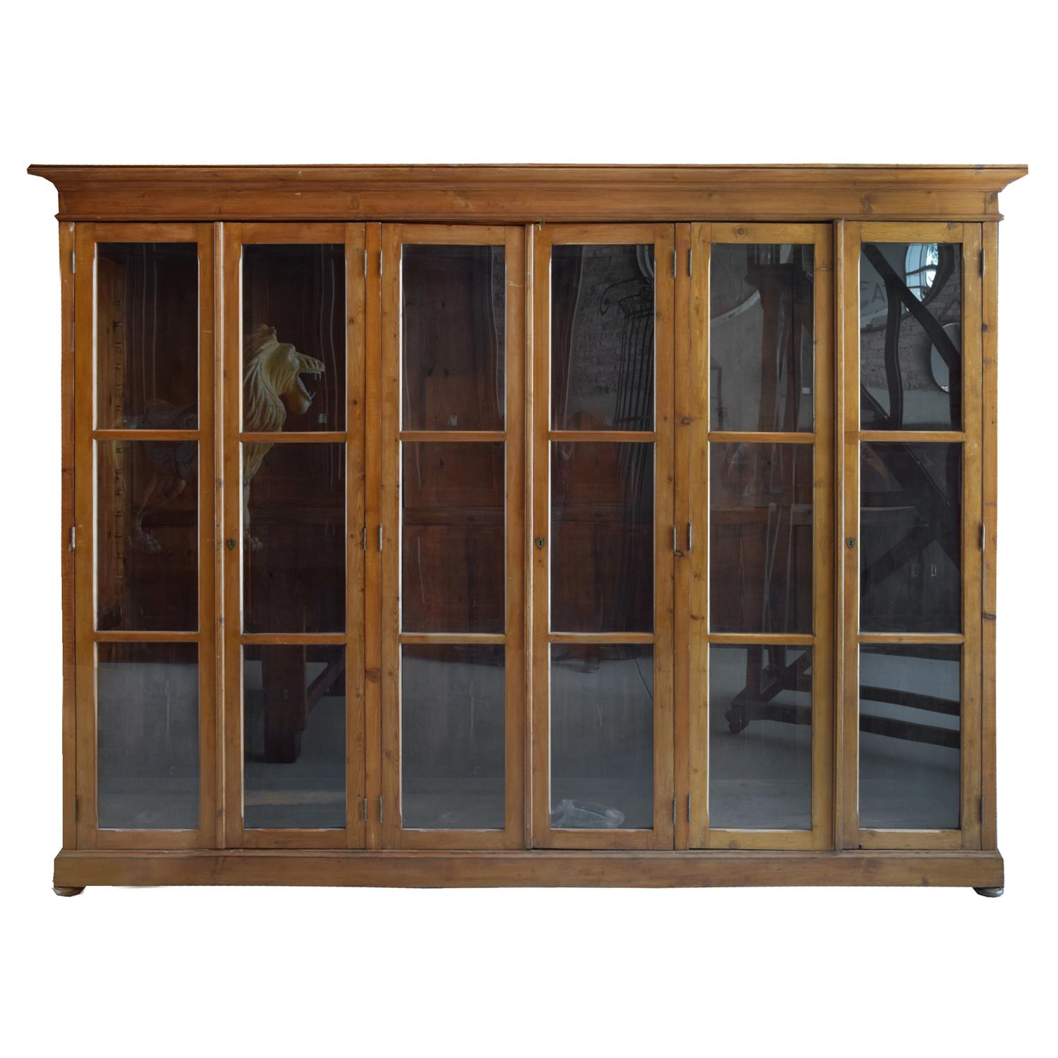 A Pine Library Cabinet 118.5" W x 21" D x 93" H — Italy, Circa 1910