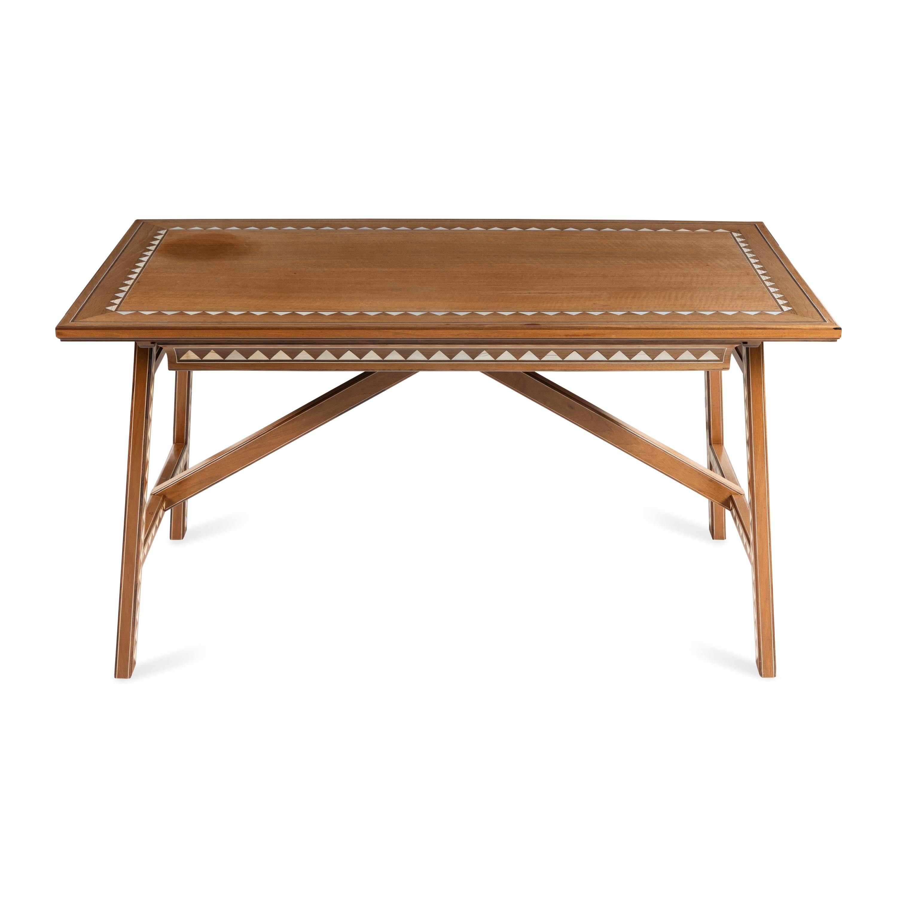 An Art Deco Style Bleached Mahogany and Marquetry Writing Table