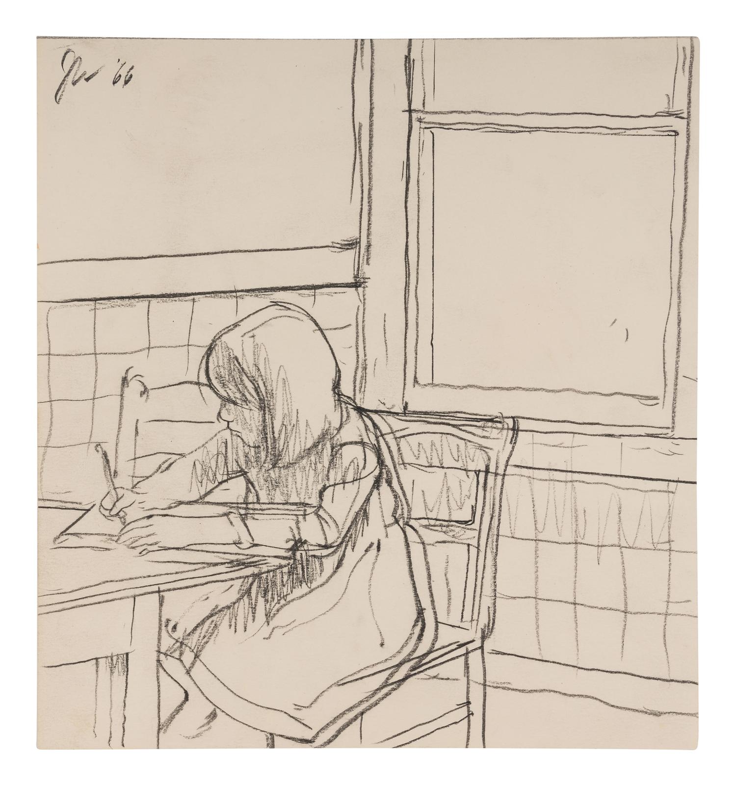 Ellen Writing , 1966, Becky Making a Doll , 1966, and Becky Sewing , 1966 (a group of three works)