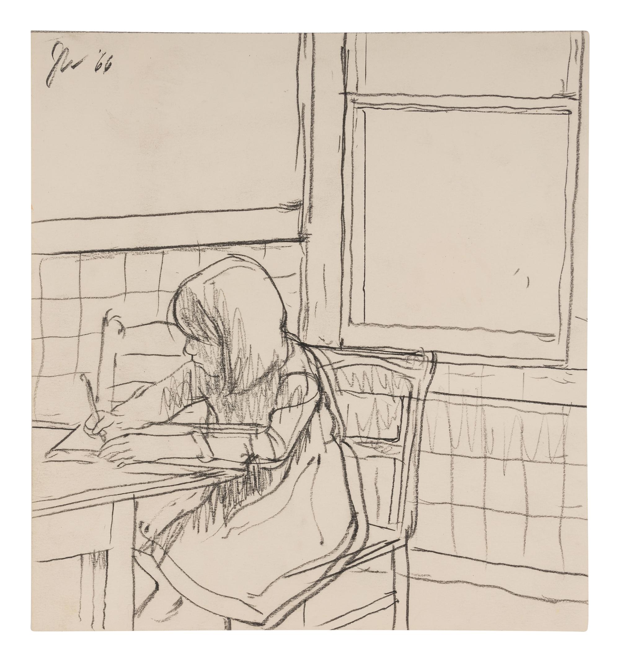 Ellen Writing , 1966, Becky Making a Doll , 1966, and Becky Sewing , 1966 (a group of three works)