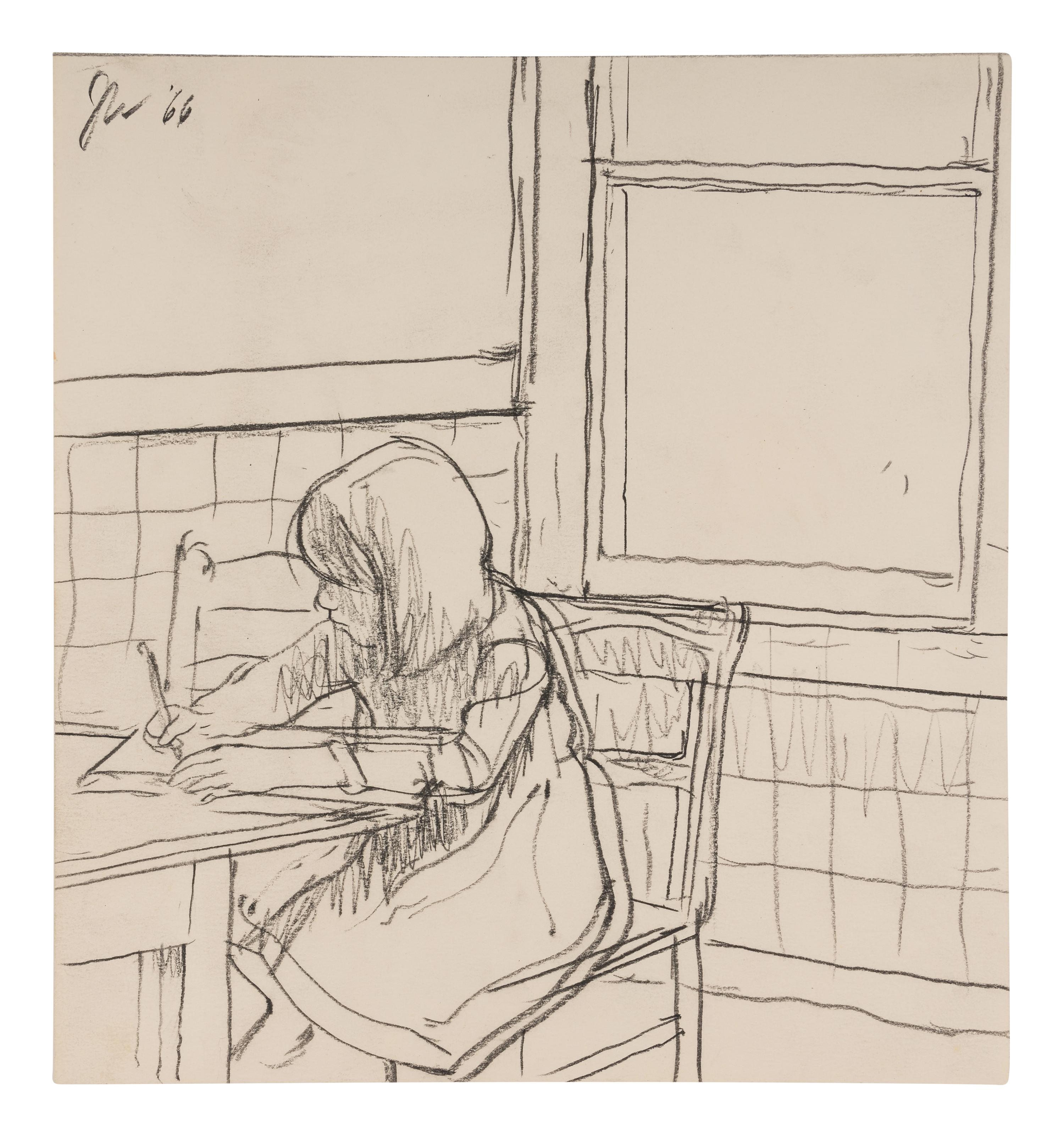Ellen Writing , 1966, Becky Making a Doll , 1966, and Becky Sewing , 1966 (a group of three works)