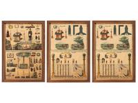 [FRATERNAL ORGANIZATIONS]. A group of Masonic items incl. 3 large framed prints, sashes, and 3 linked signs.