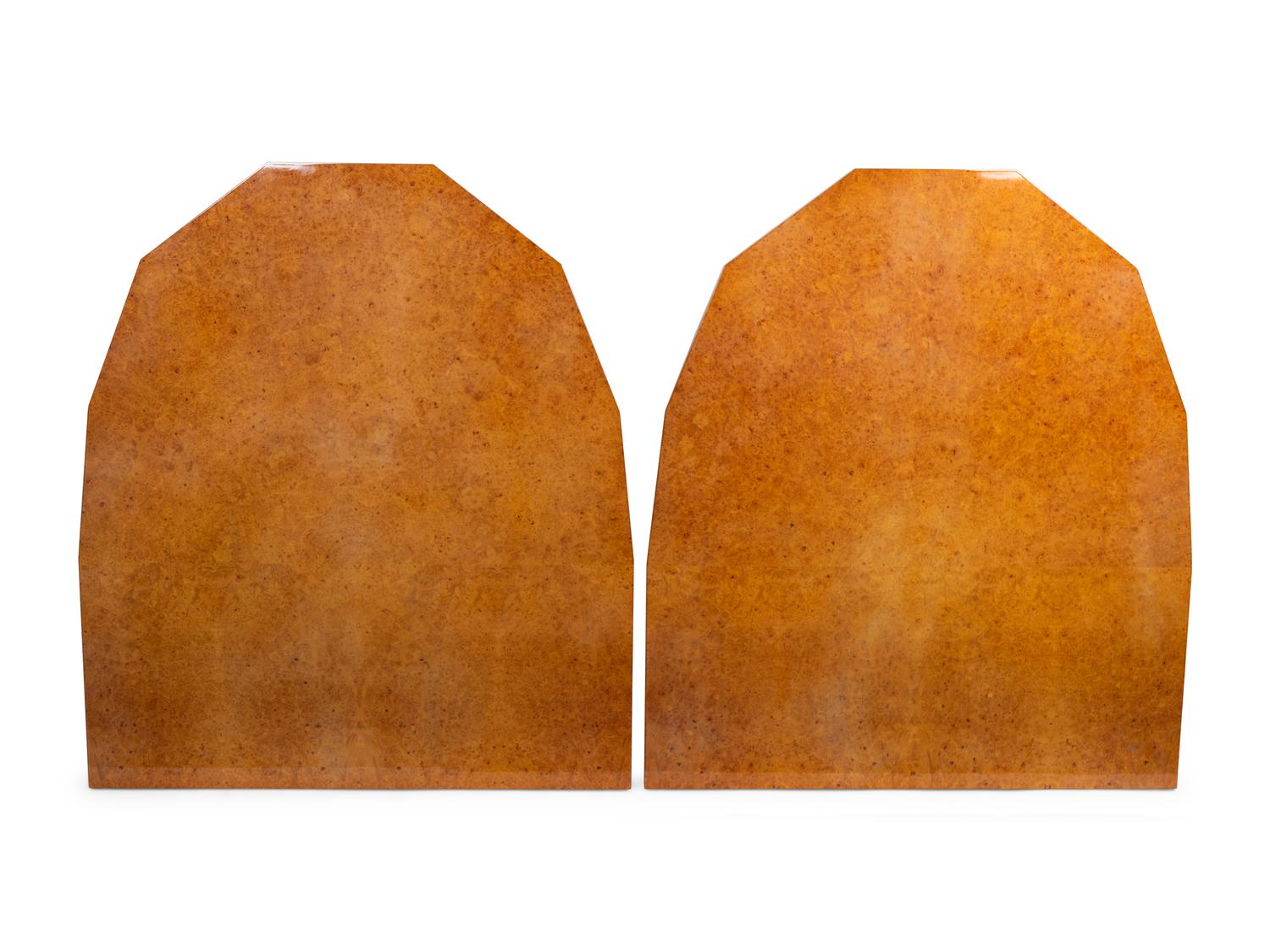 A Pair of Art Deco Figured Maple Twin-size Headboards — 20TH CENTURY