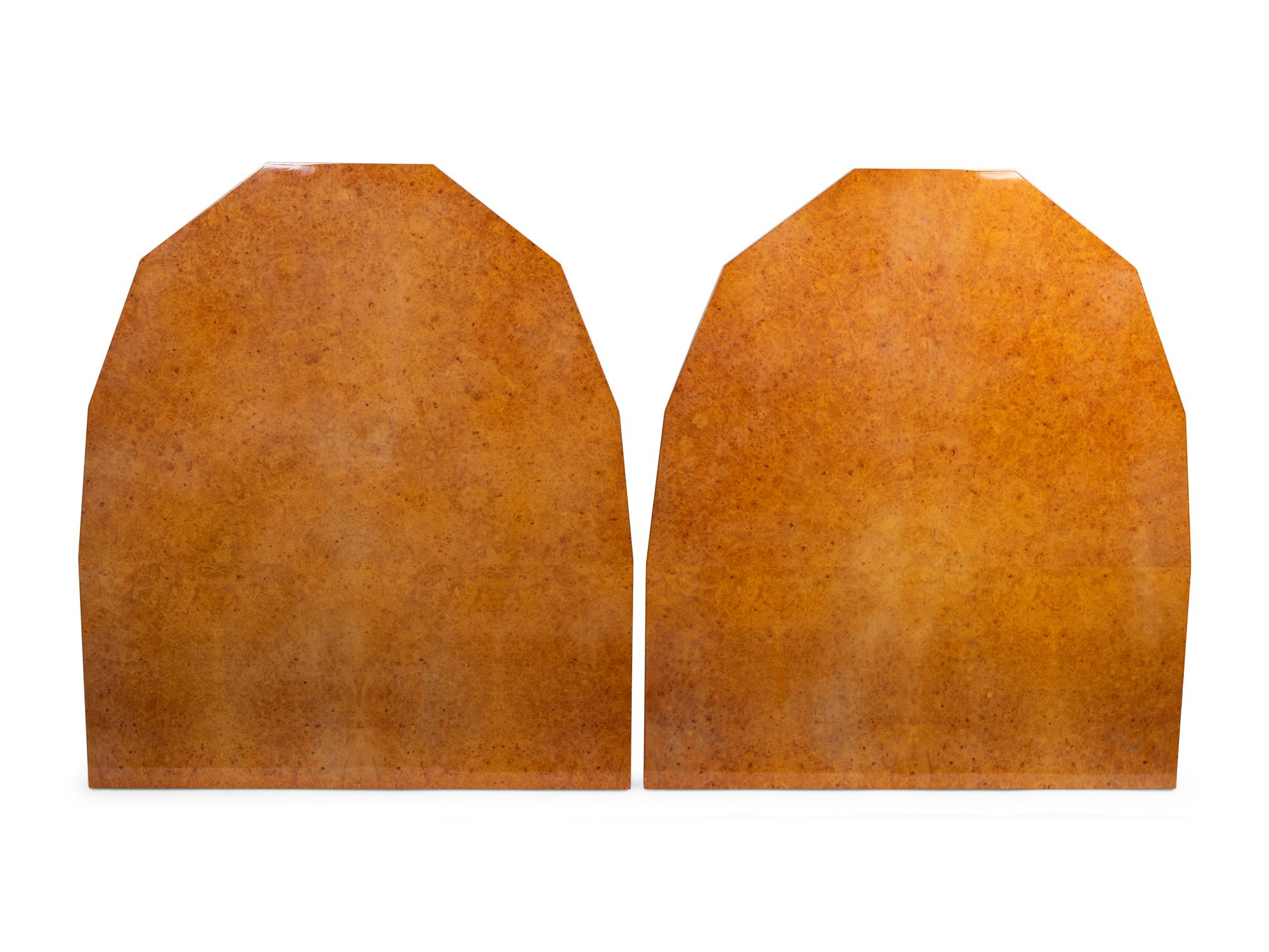 A Pair of Art Deco Figured Maple Twin-size Headboards — 20TH CENTURY