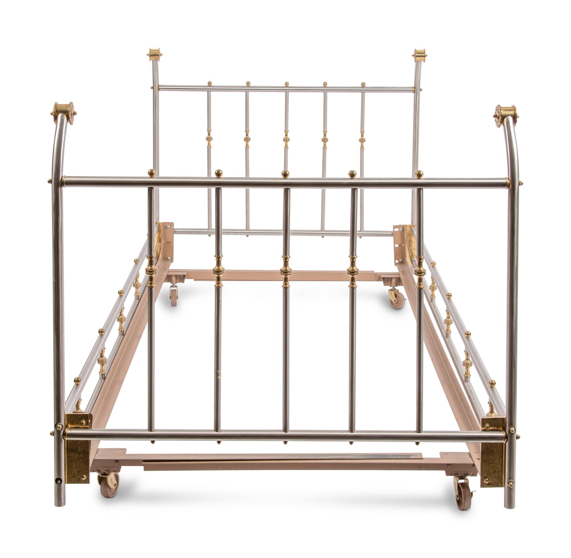 A Pair of Empire Style Steel and Brass Daybed