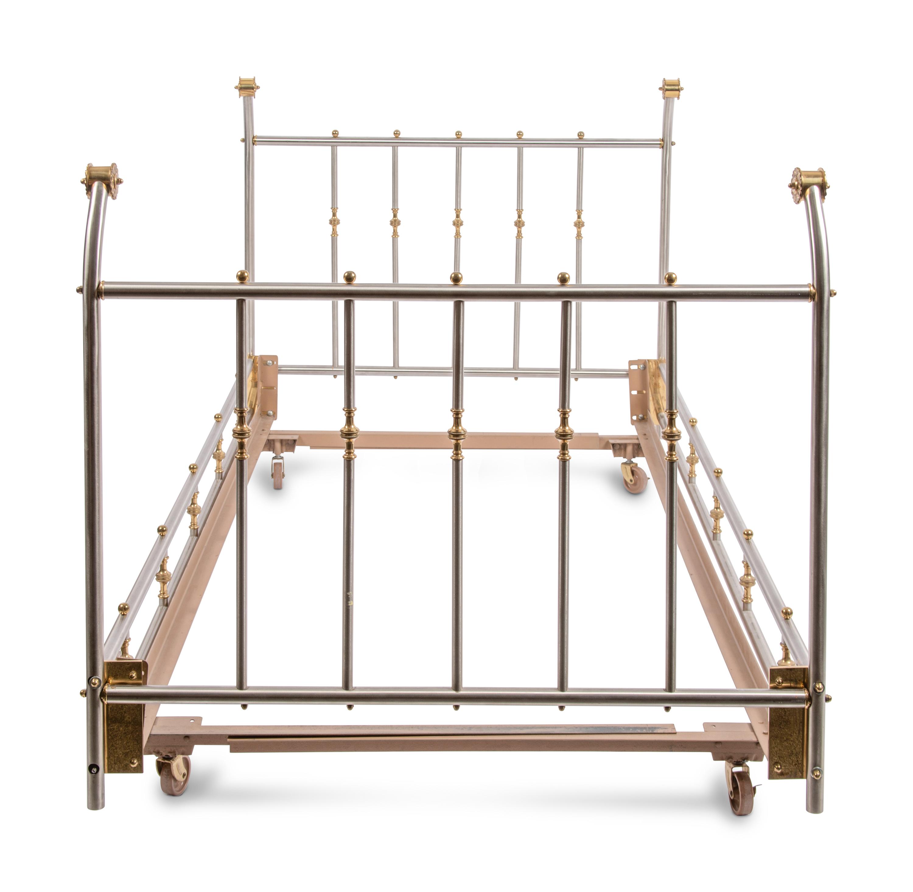 A Pair of Empire Style Steel and Brass Daybed