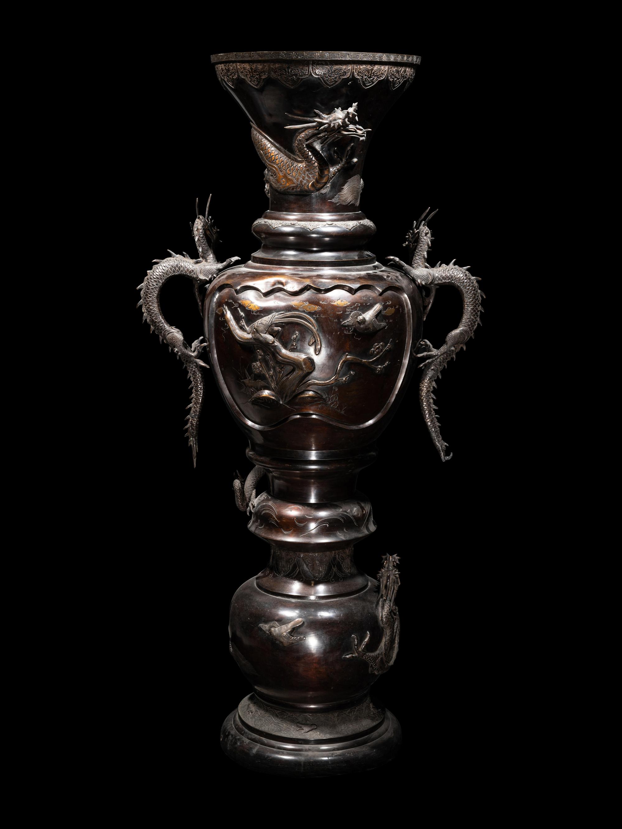 A Large Japanese Bronze Floor Vase