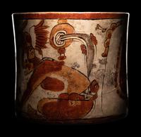 A Maya Polychrome Cylinder Vessel