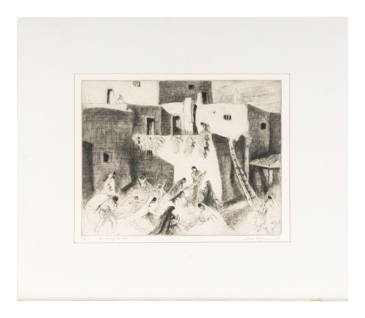 Corn Husking, Taos Pueblo