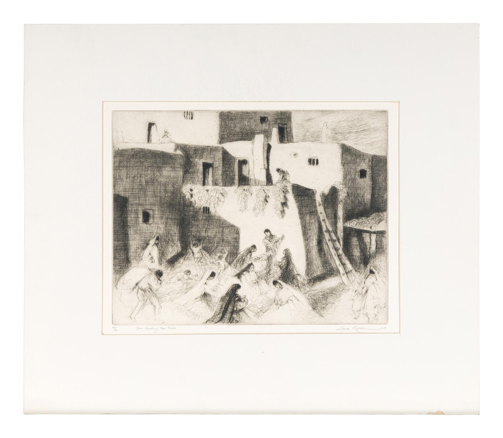 Corn Husking, Taos Pueblo