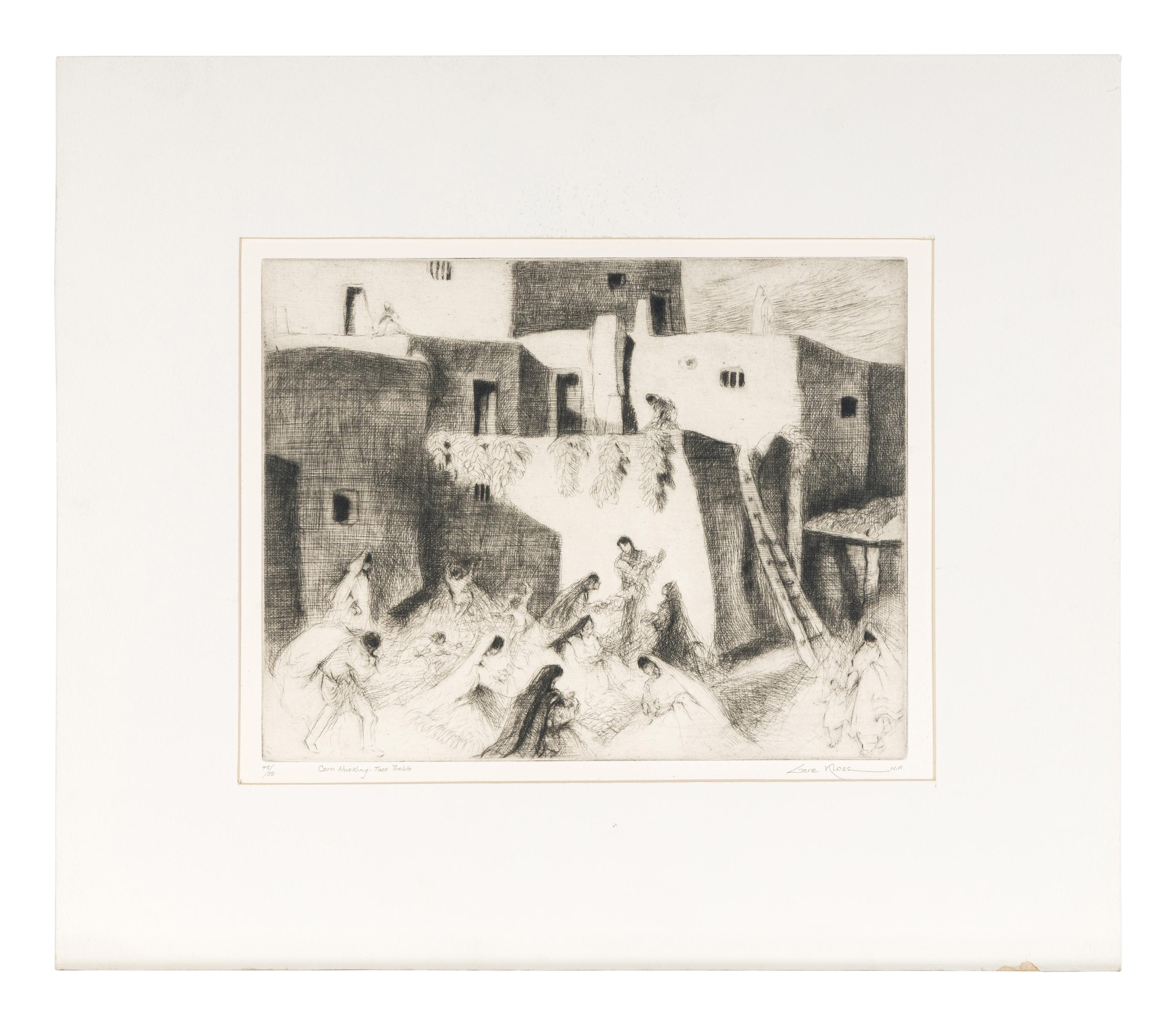 Corn Husking, Taos Pueblo