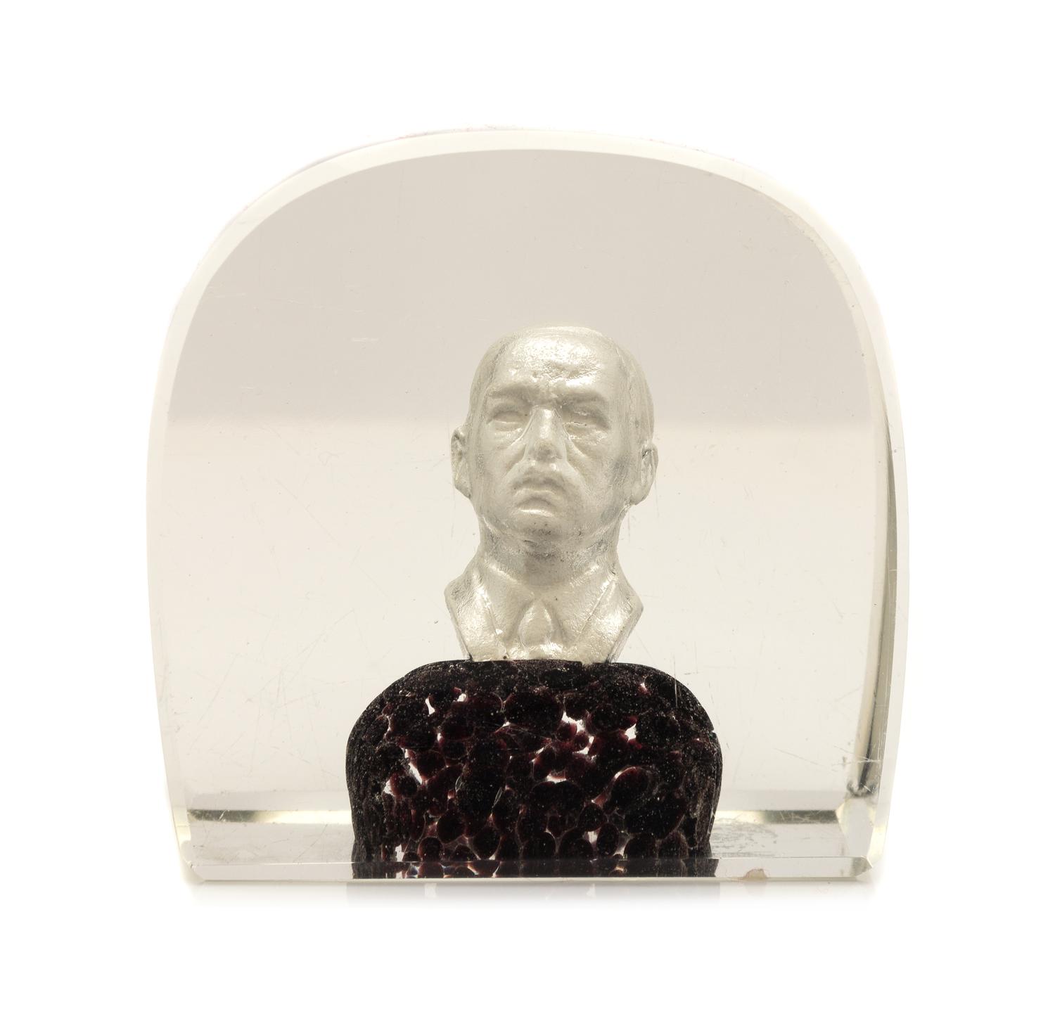 An Antique Czechoslovakian Sulphide Paperweight Height 3 1/3 inches
