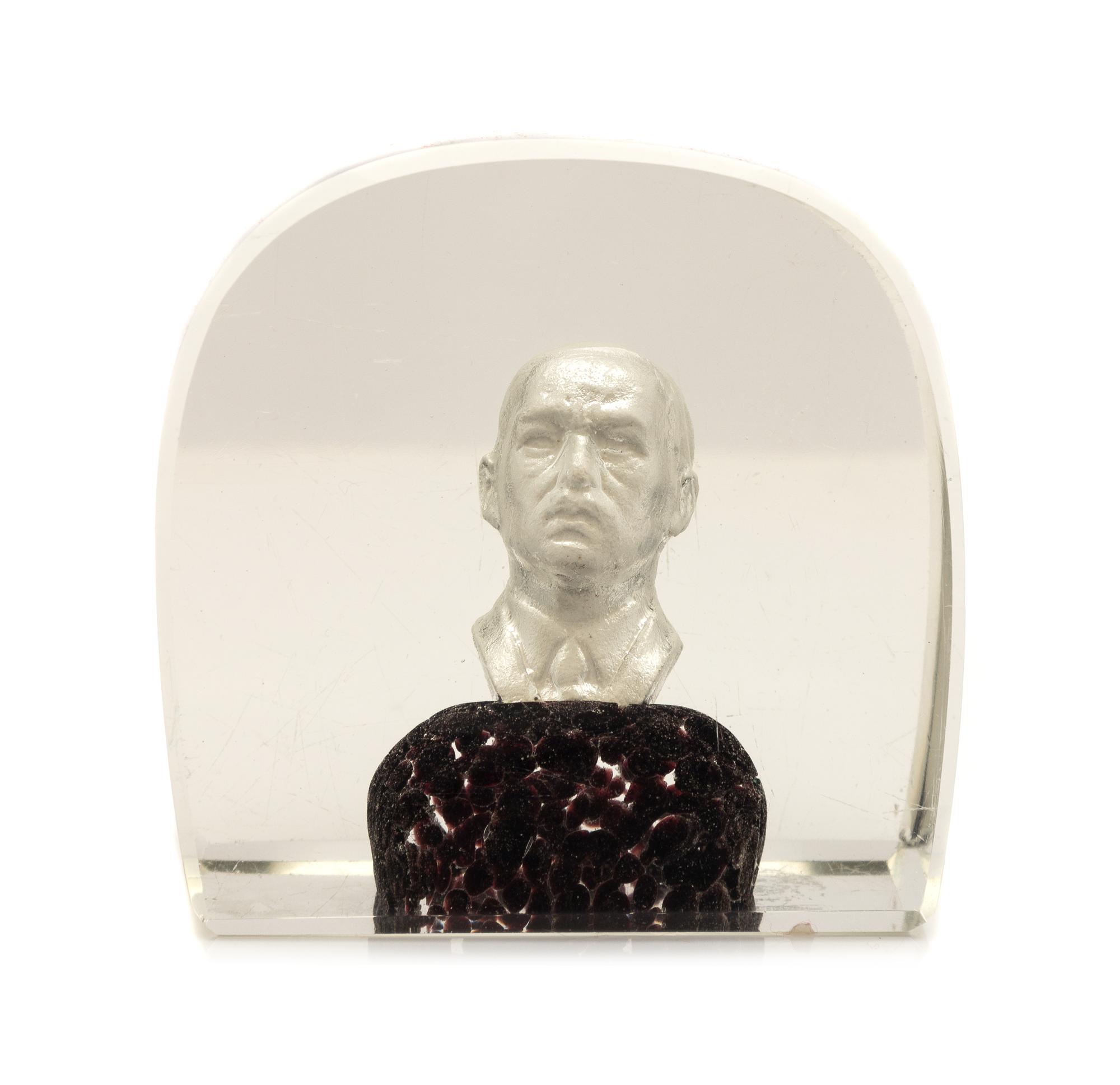 An Antique Czechoslovakian Sulphide Paperweight Height 3 1/3 inches