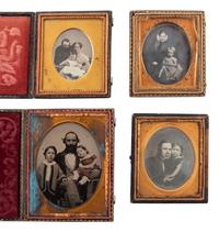 [EARLY PHOTOGRAPHY]. 16 daguerreotypes and ambrotypes with affectionately posed adults and children