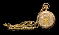 A 14 Karat Tricolor Gold Hunter Case Pocket Watch, Elgin, Circa 1892,