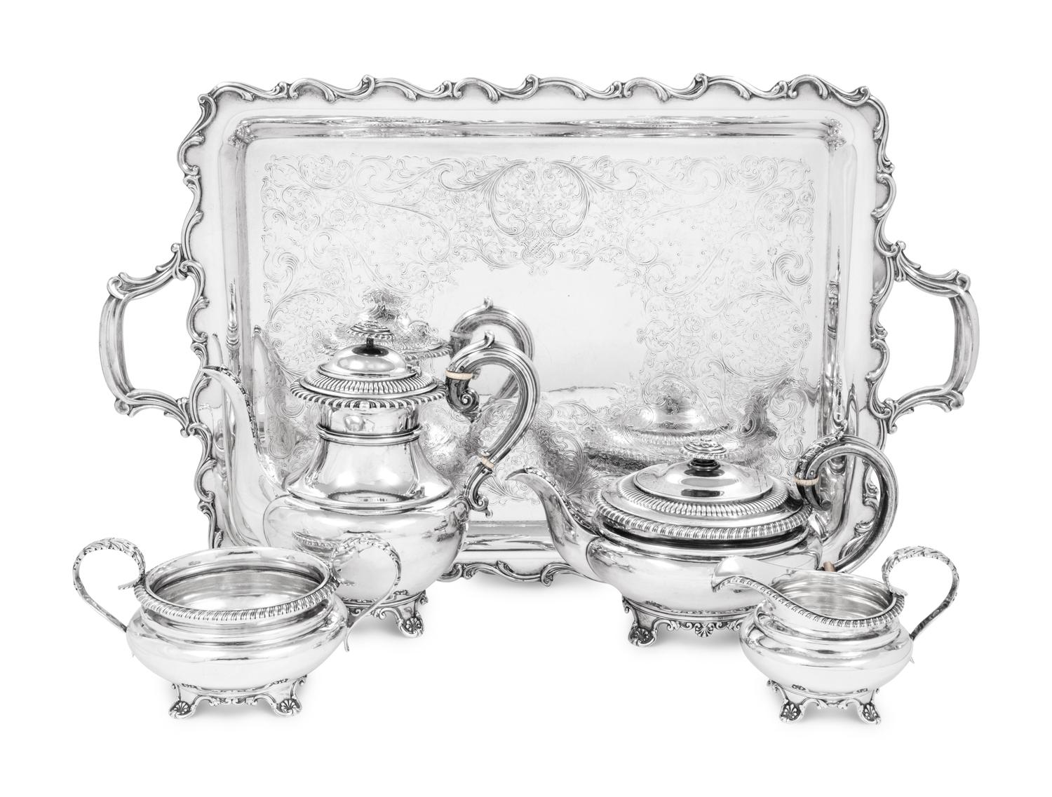 An Assembled George IV Silver Four-Piece Tea and Coffee Service