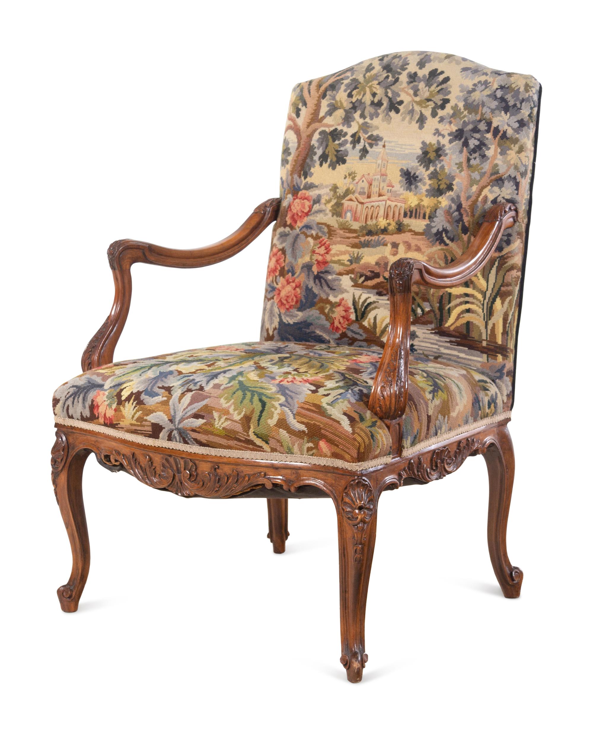 A Régence Style Walnut Fauteuil