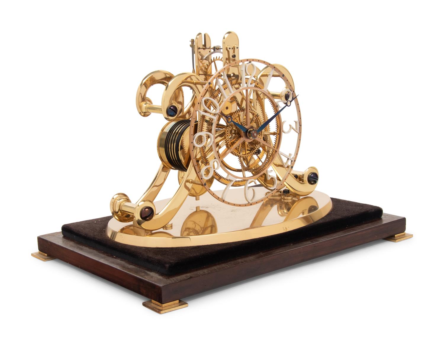 An English Cased Brass Skeleton Clock
