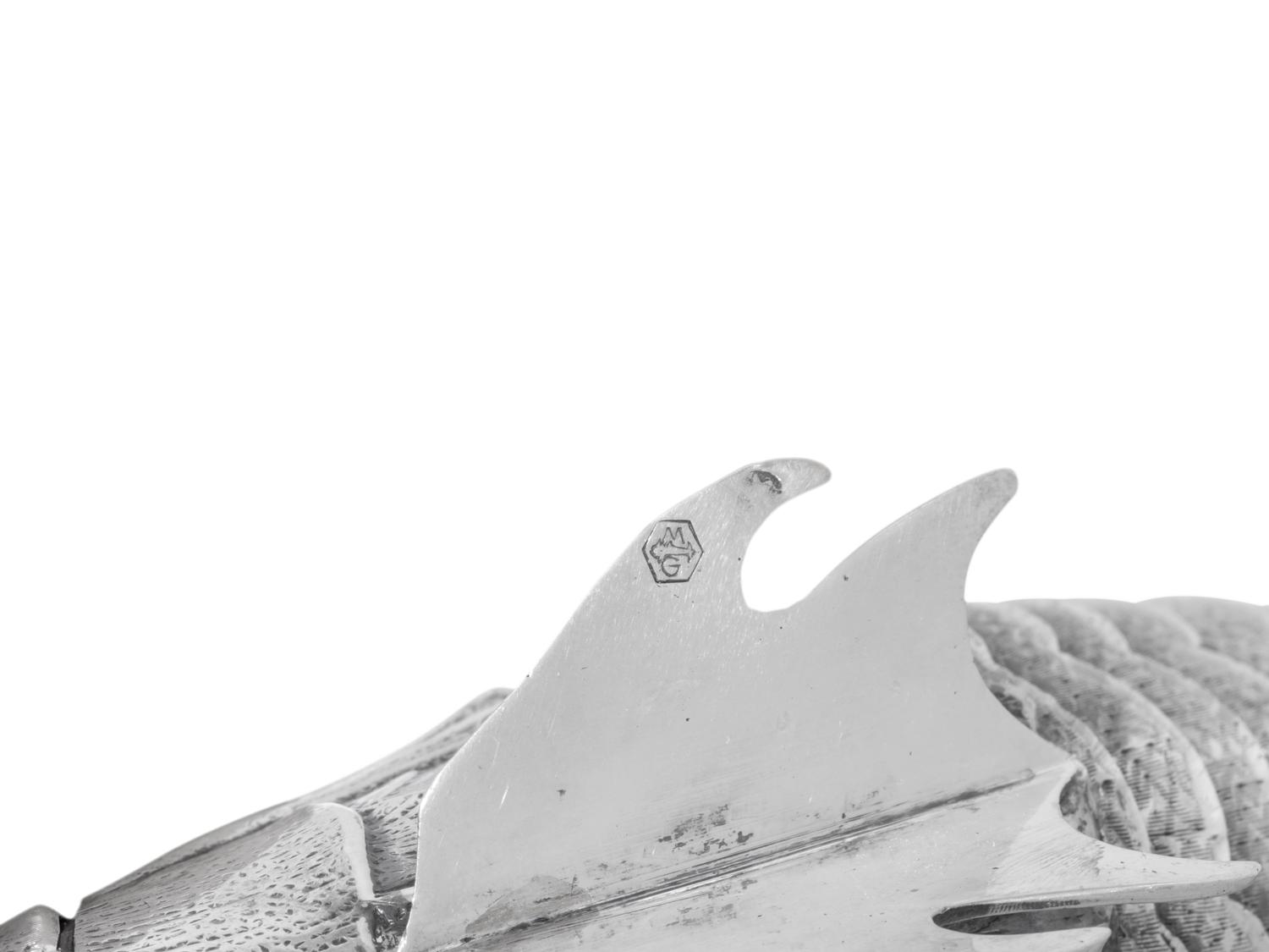 Seven Continental Silver Articulated Fish Table Ornaments