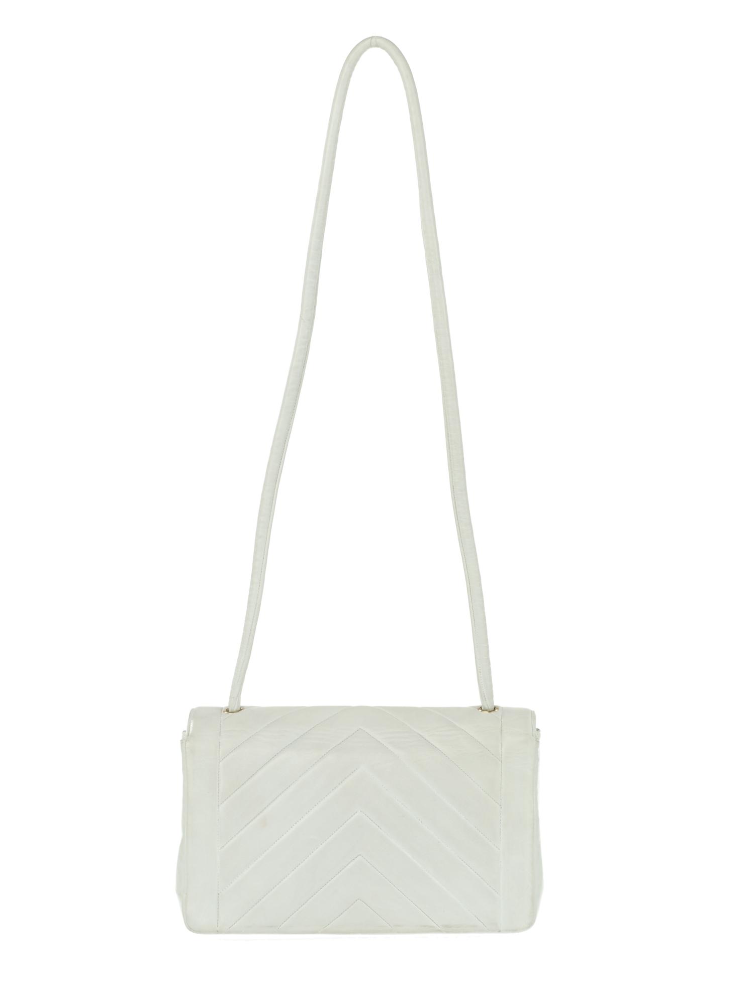 Chanel Chevron Envelope Bag in White Lambskin