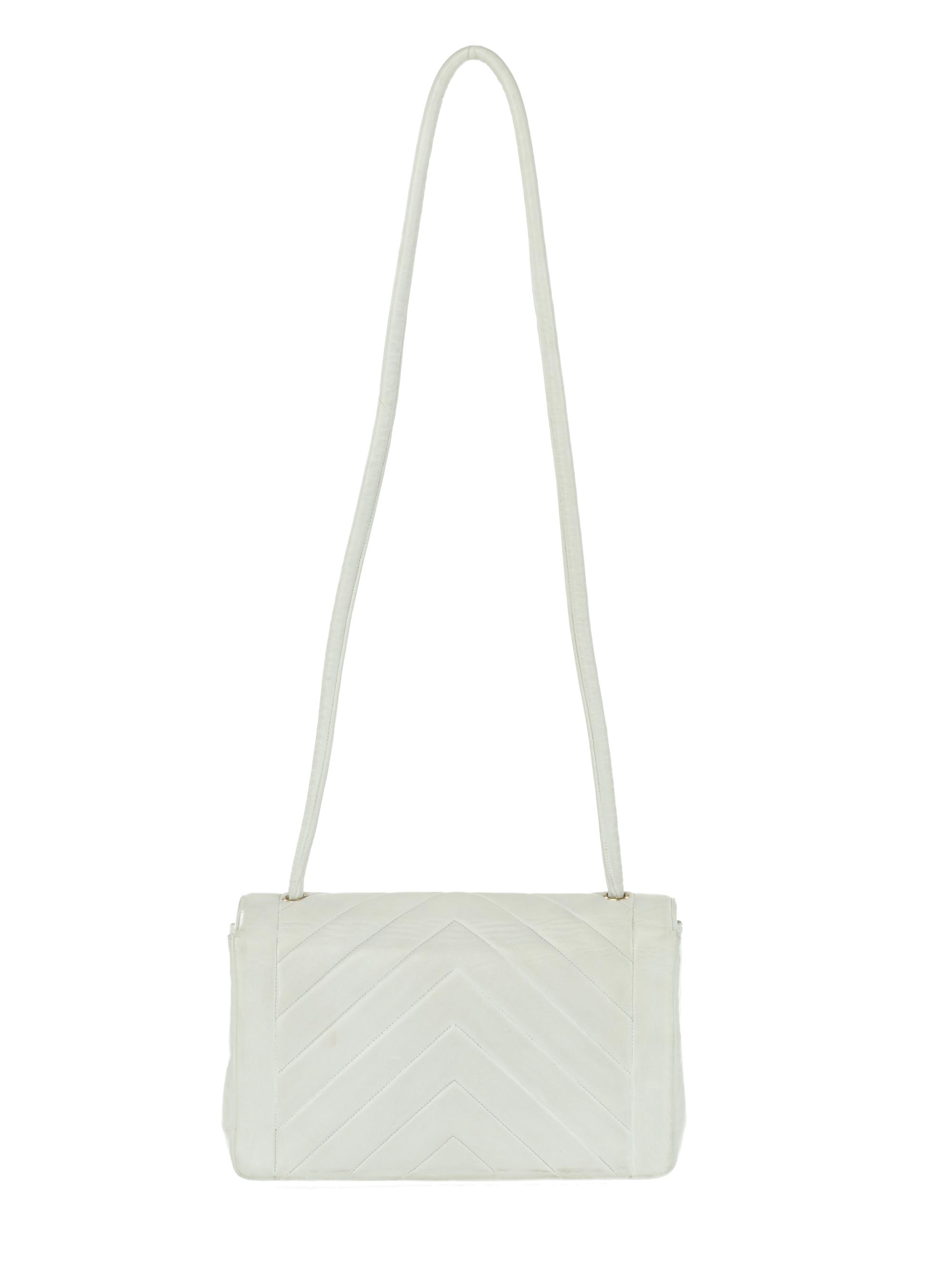 Chanel Chevron Envelope Bag in White Lambskin