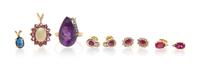 A Collection of Yellow Gold, Diamond and Gemstone Jewelry, 11.80 dwts.