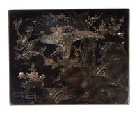 A Mother-of-Pearl Inlaid Lacquer Chest on Stand