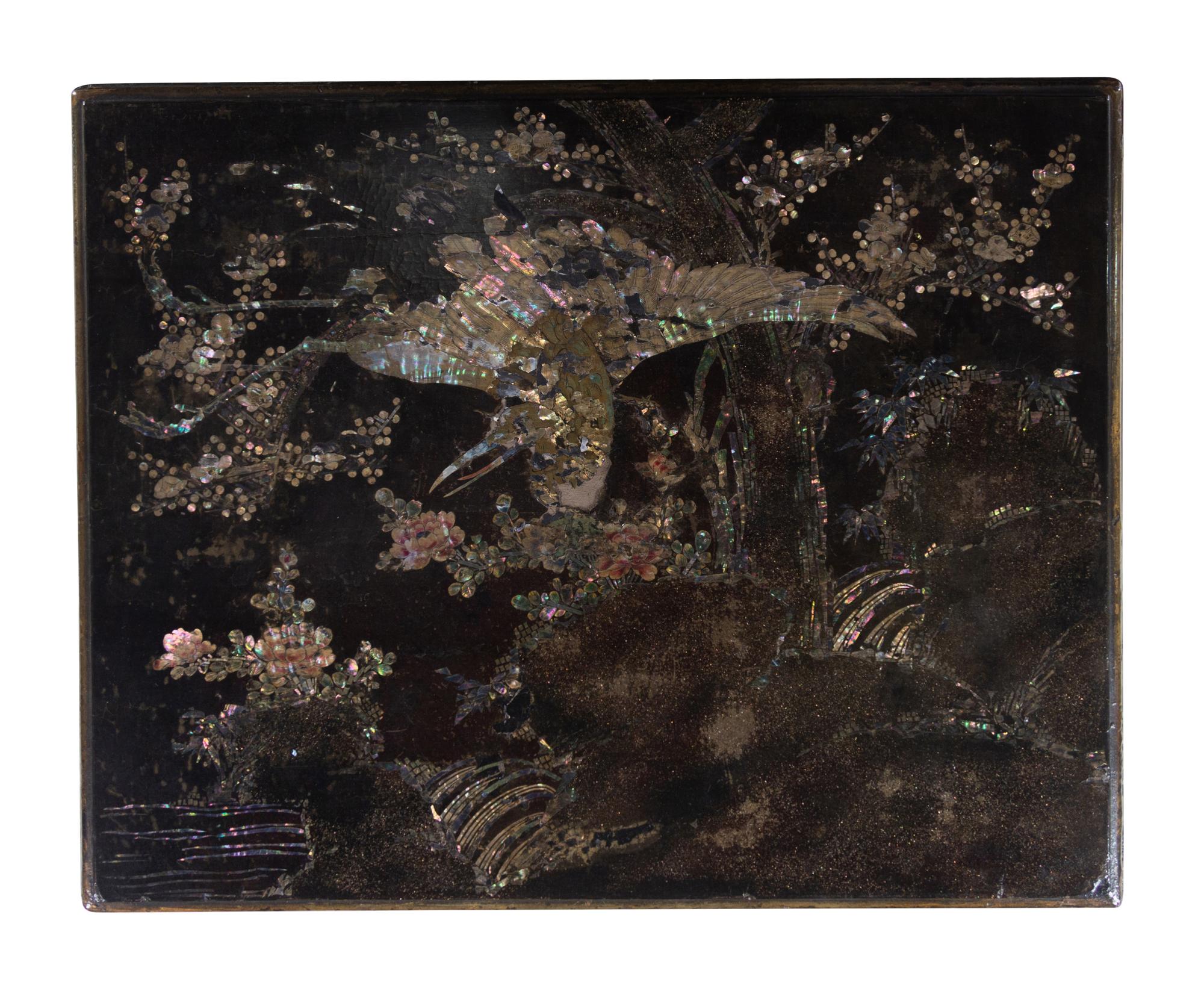 A Mother-of-Pearl Inlaid Lacquer Chest on Stand