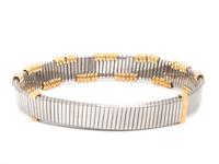 BVLGARI, STAINLESS STEEL AND YELLOW GOLD COLLAR NECKLACE