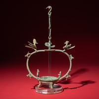 A Chinese Bronze 'Phoenix and Immortal' Hanging Oil Lamp, Eastern Han Dynasty — 東漢 青銅龍鳳神人懸燈