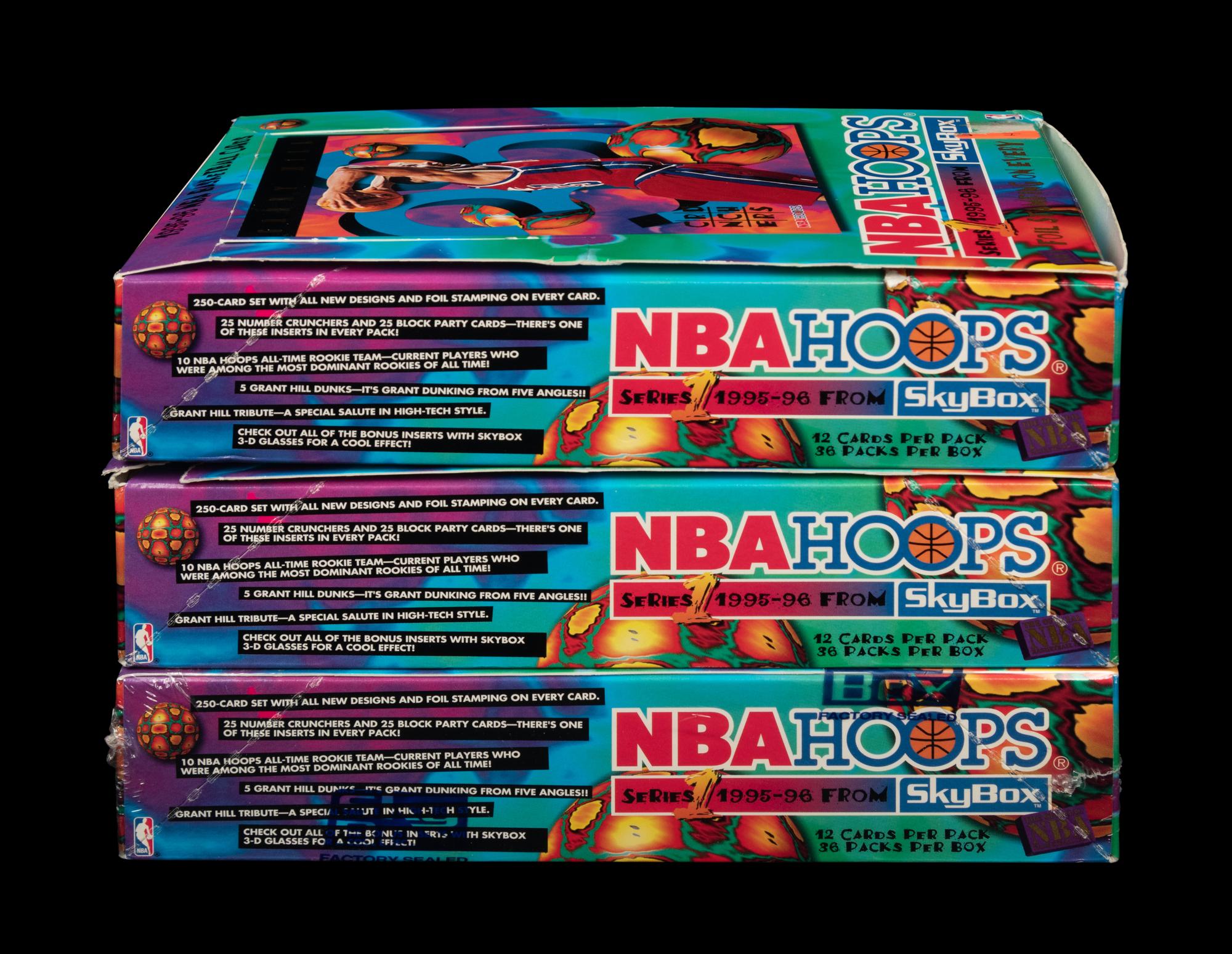 A Group of Three Retail Boxes of 1995-96 NBA Hoops Series One Basketball Cards