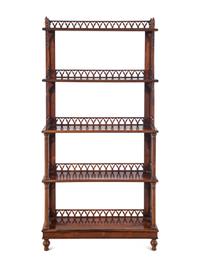 A Regency Rosewood Five-Tier Open Bookcase in the Gothic Taste