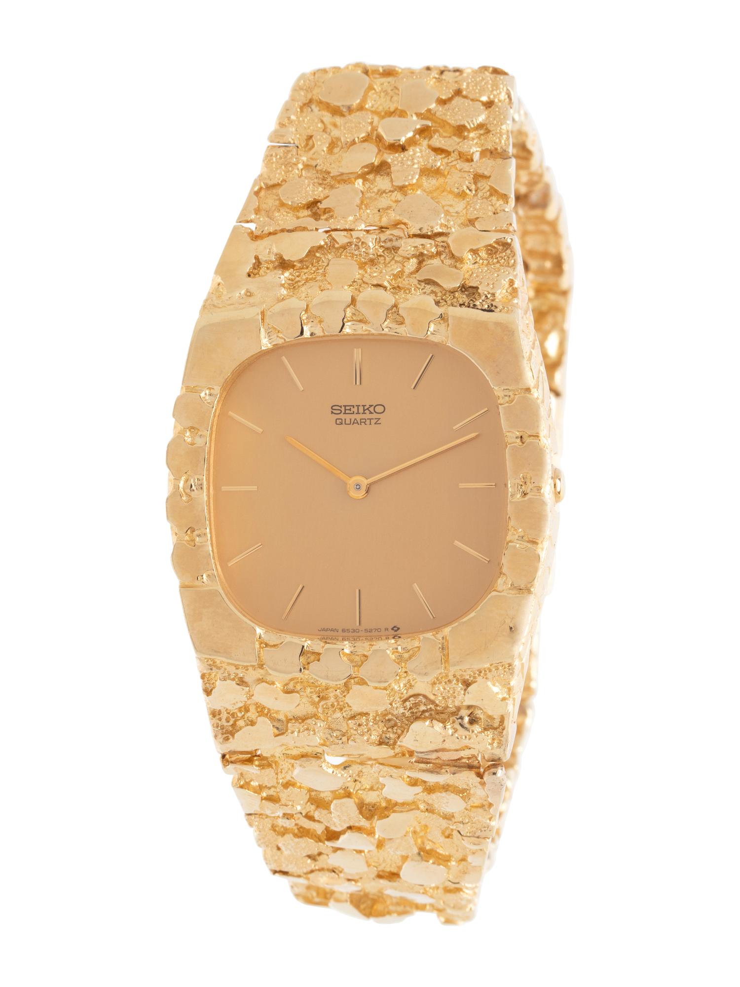 SEIKO, 14K YELLOW GOLD AND STAINLESS STEEL WRISTWATCH
