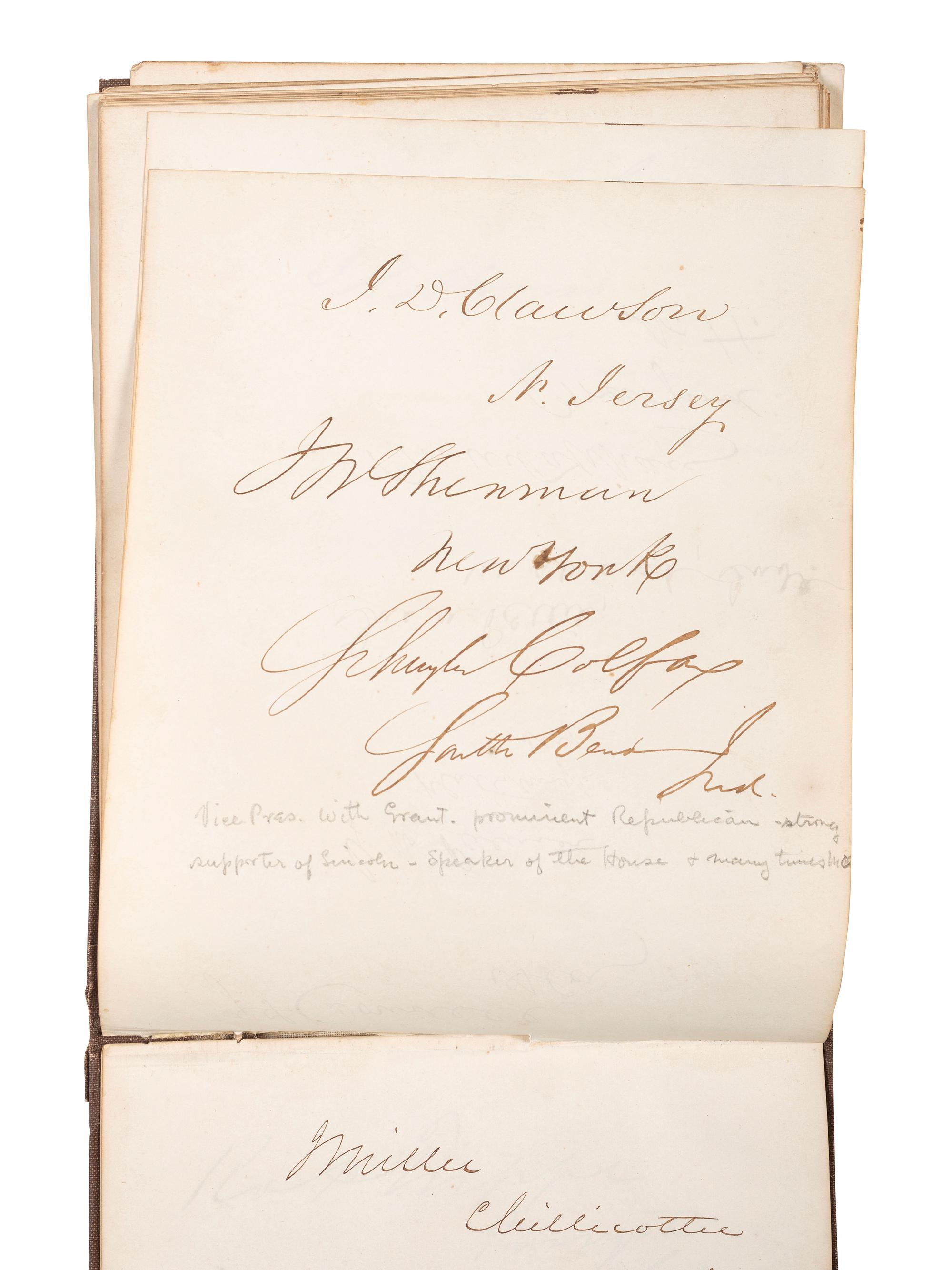 [POLITICS]. Autograph book with signatures from the James Buchanan administration, including: