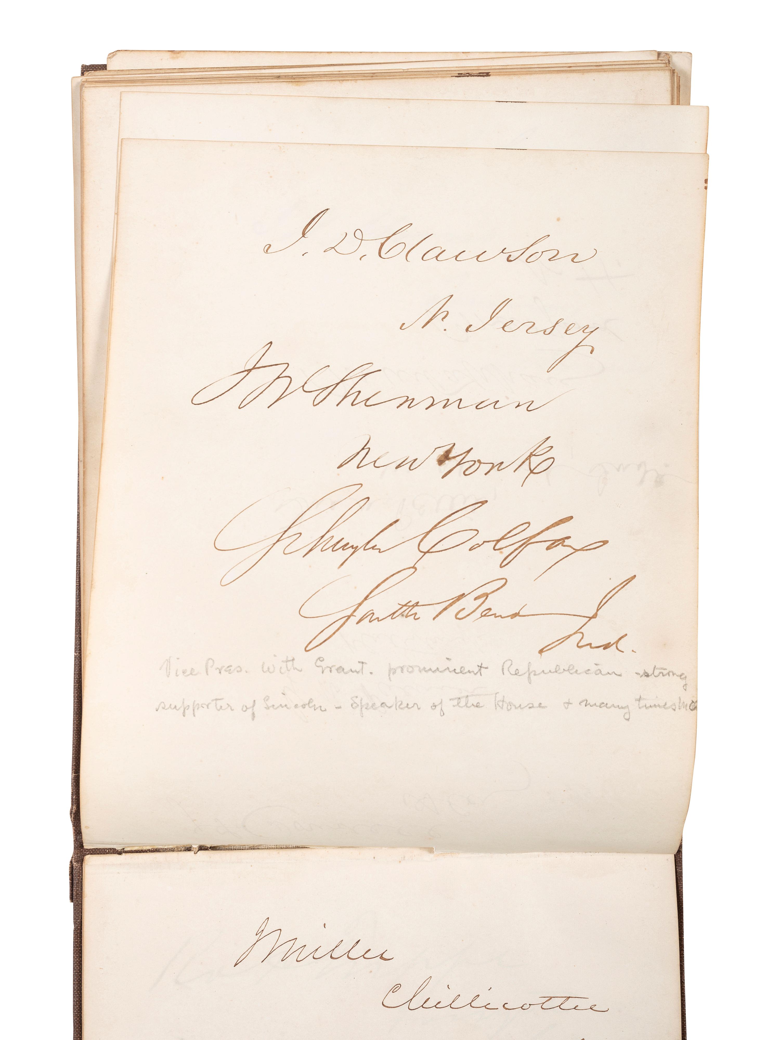 [POLITICS]. Autograph book with signatures from the James Buchanan administration, including:
