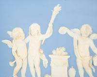 A Pair of Wedgwood Blue Jasperware Plaques The Marriage of Cupid and Psyche and Sacrifice to Hymen