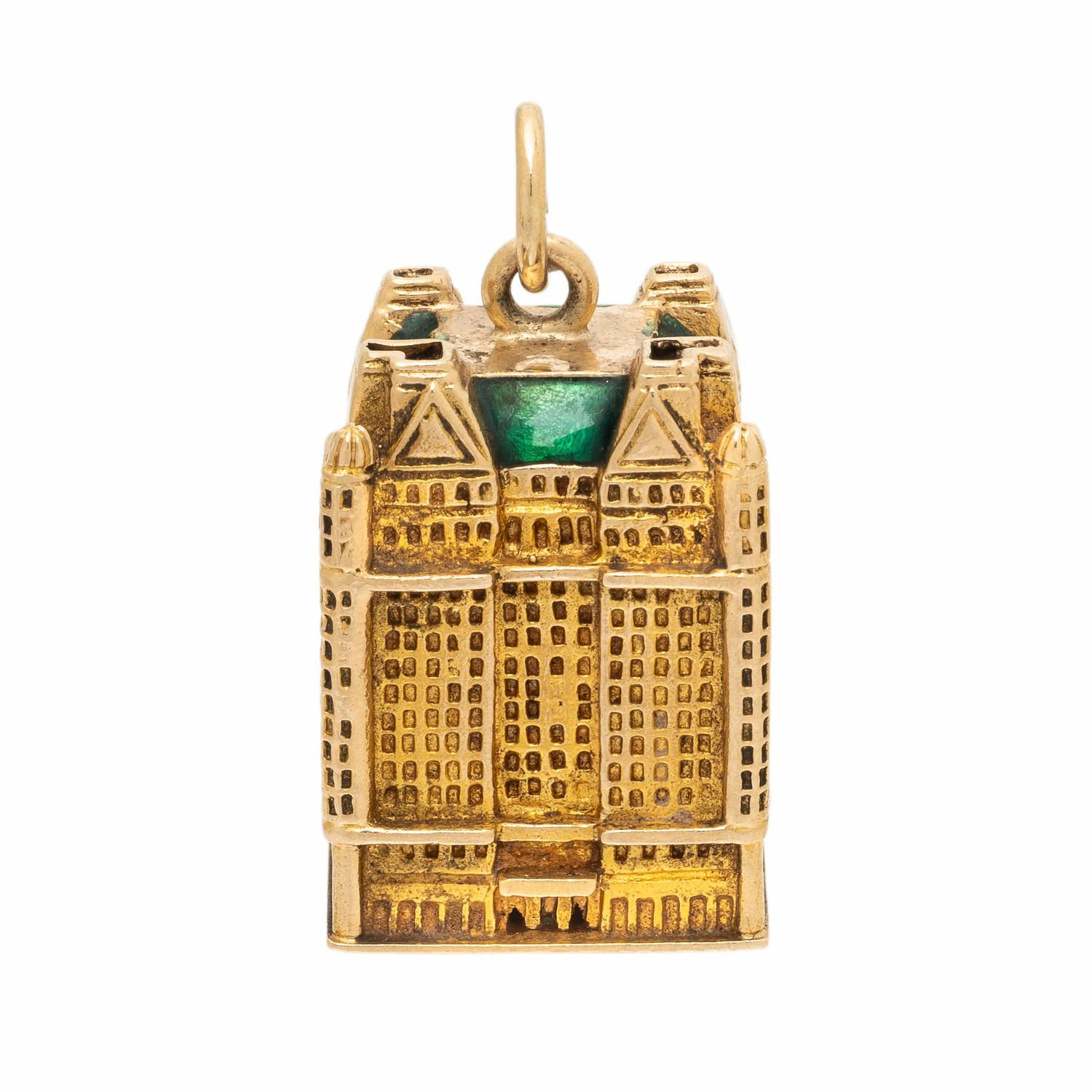 Yellow Gold and Enamel Plaza Hotel Charm