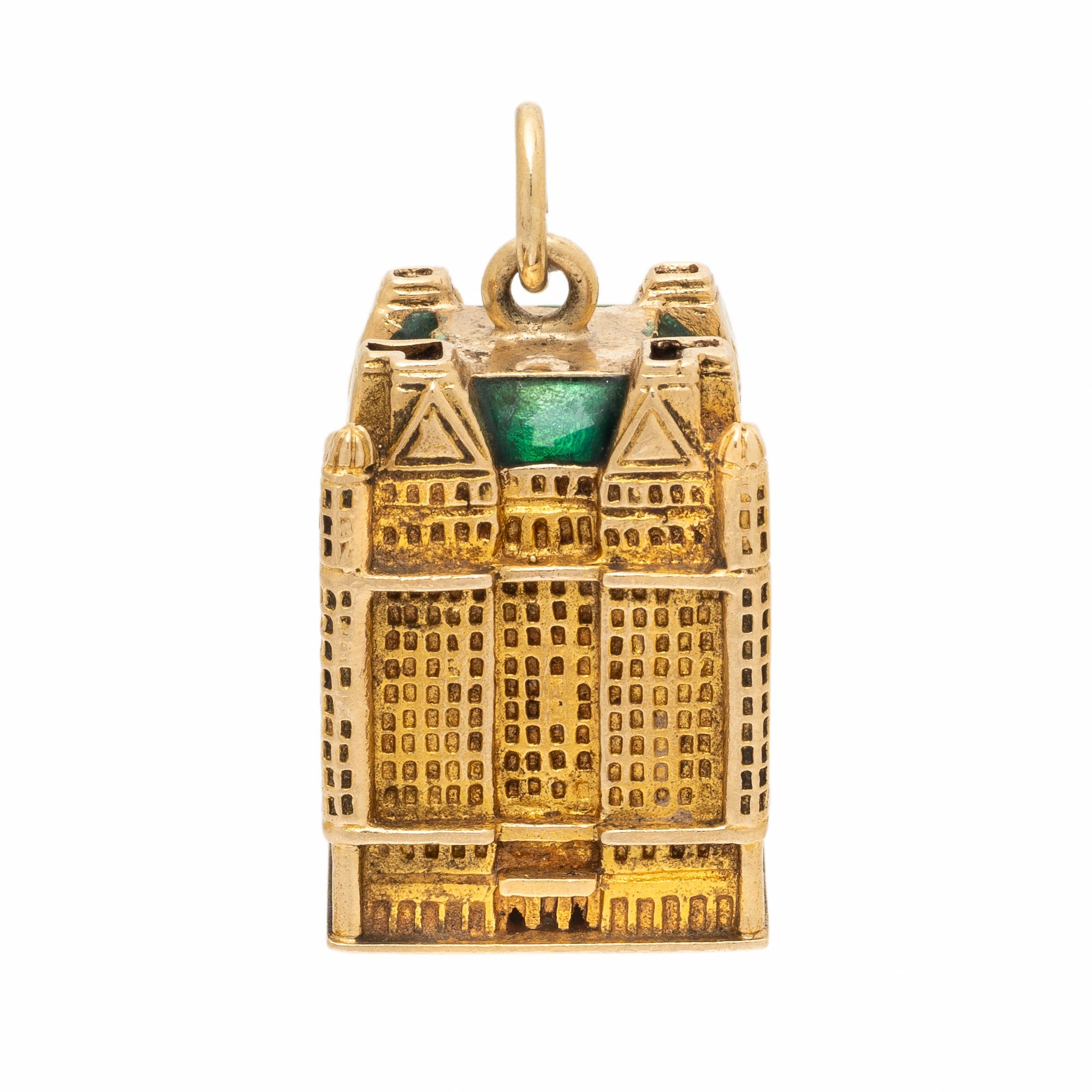 Yellow Gold and Enamel Plaza Hotel Charm