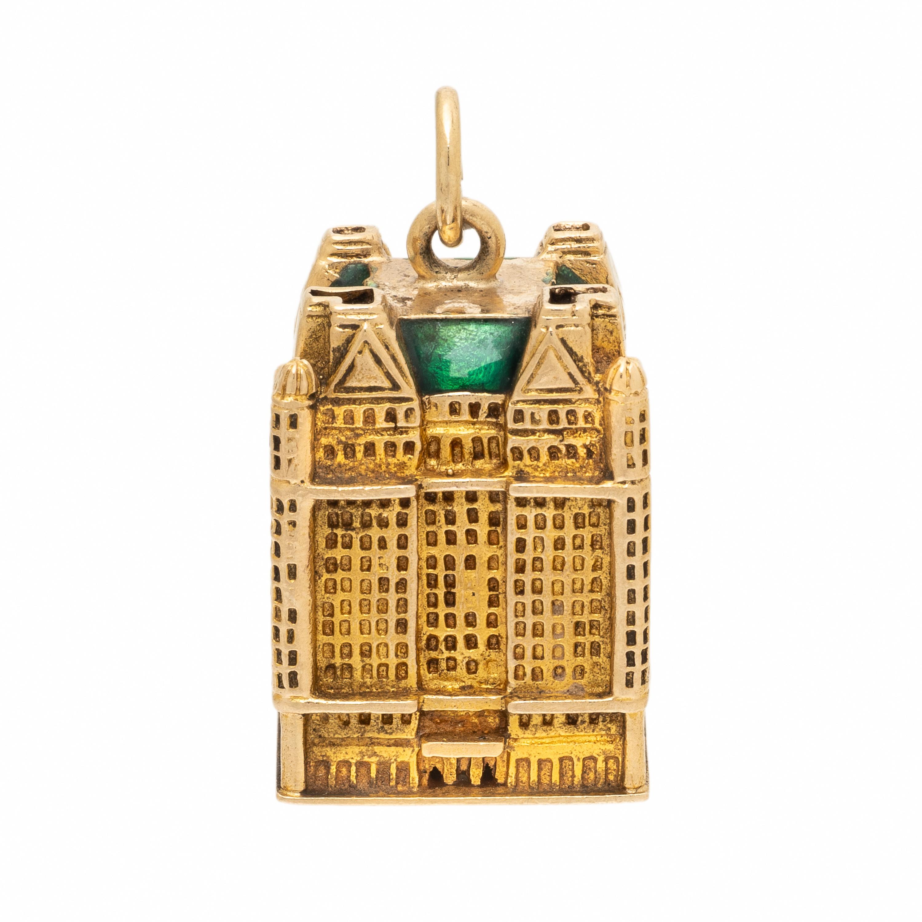 Yellow Gold and Enamel Plaza Hotel Charm