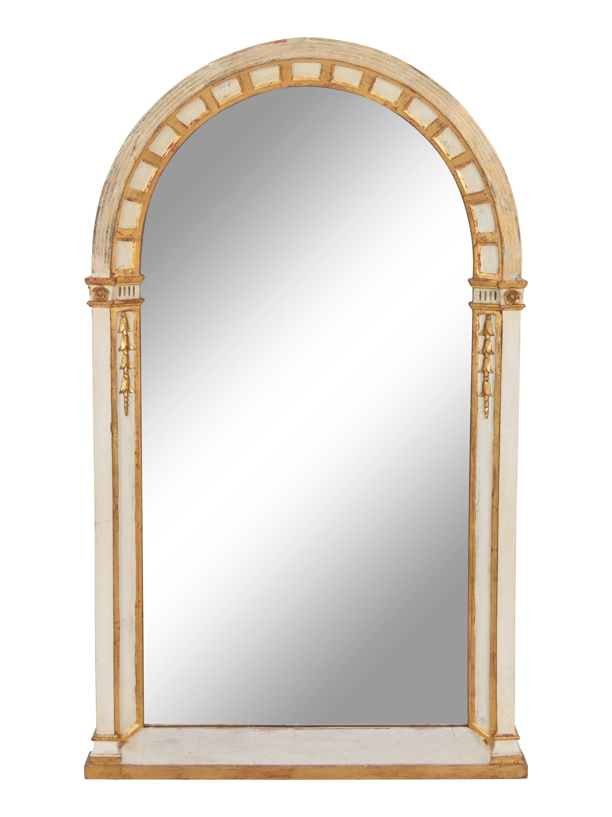 An Italian Painted and Parcel Gilt Mirror