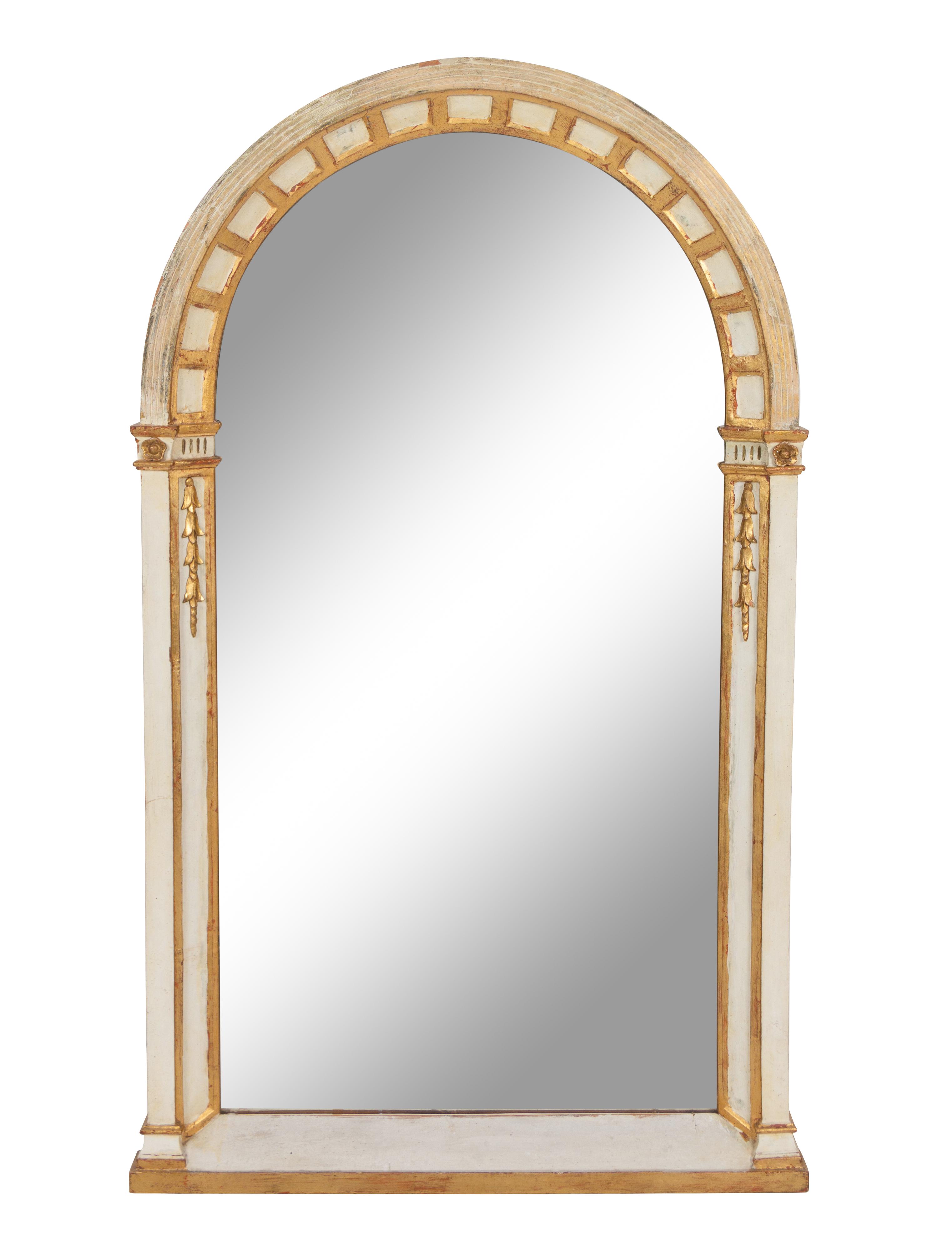 An Italian Painted and Parcel Gilt Mirror