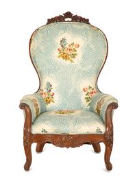 A Victorian Carved Mahogany Slipper Chair