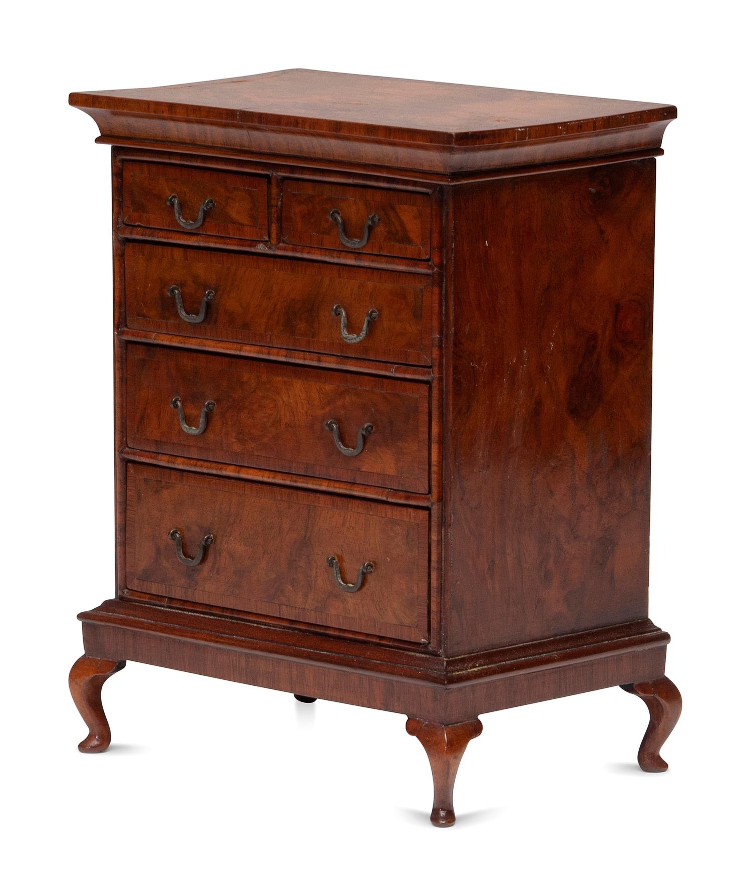 A Diminutive Queen Anne Style Walnut Chest on Stand