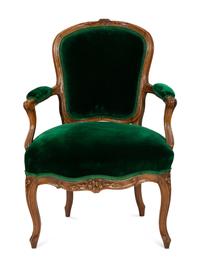 Four Louis XV Style Walnut Fauteuils
