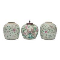 Three Chinese Porcelain Famille Rose Ginger Jars