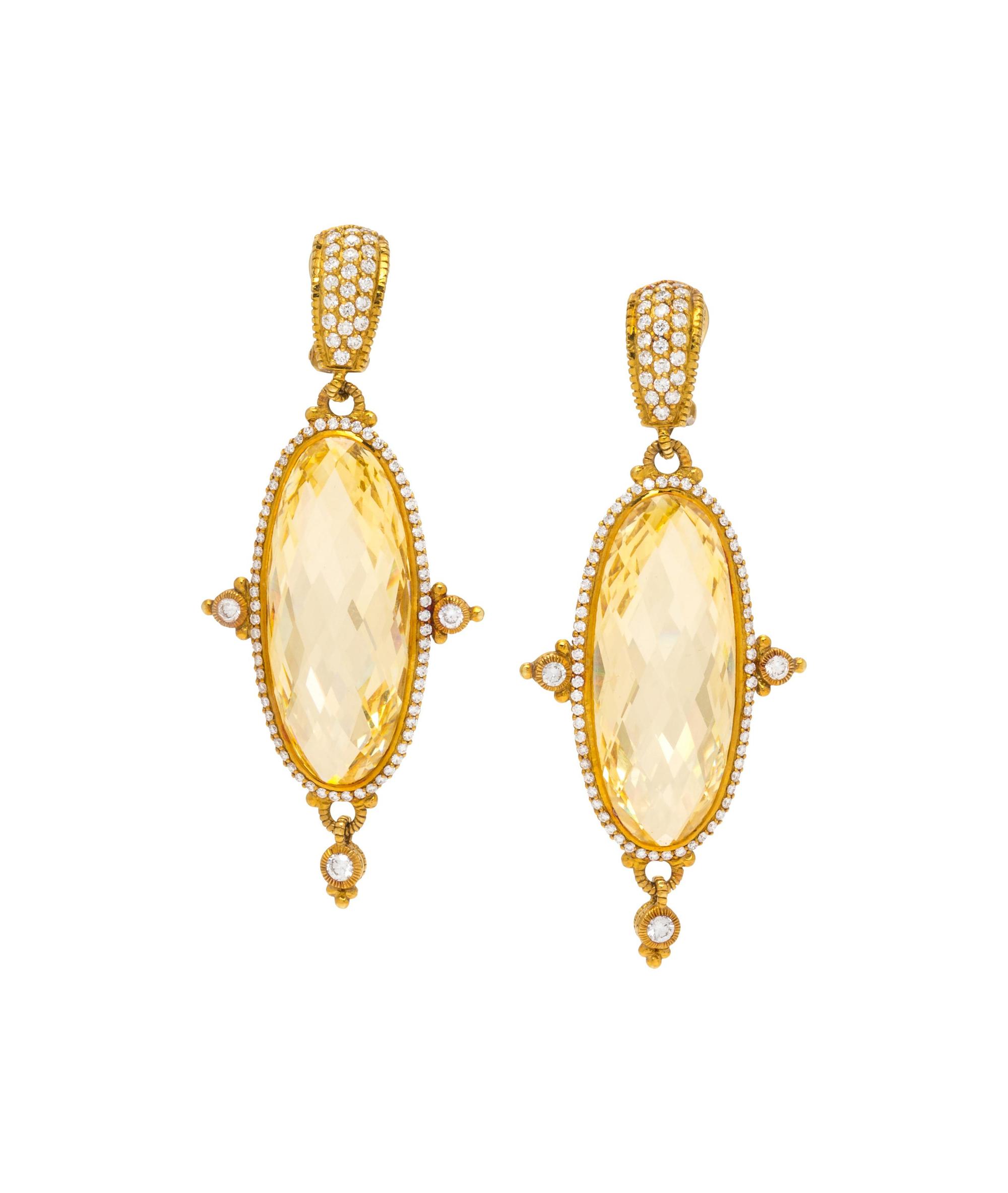 JUDITH RIPKA, CRYSTAL AND DIAMOND EARCLIPS