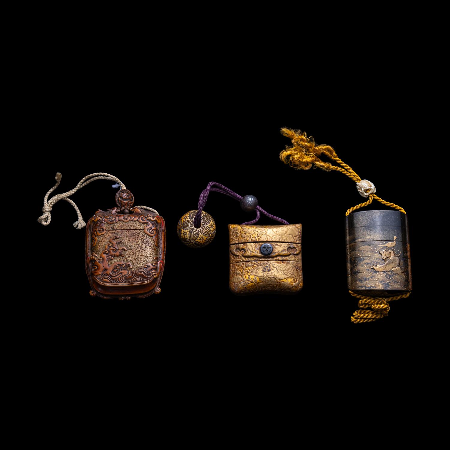 Three Japanese Inro, Edo Period 日本江戶時代 印籠三件