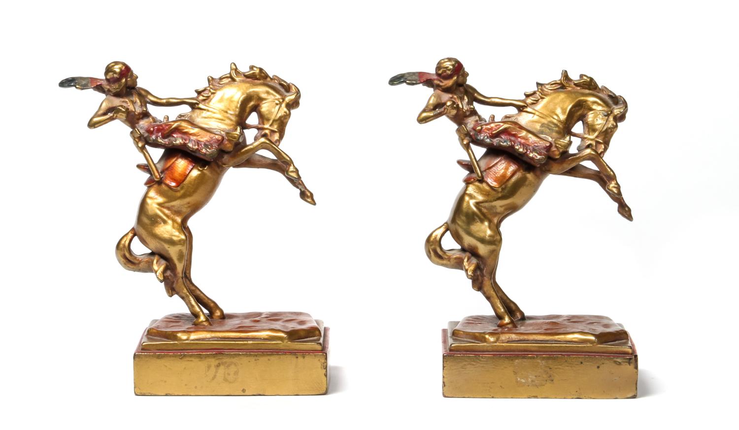 Western Motiff Polychrome Bookends Height 8 inches