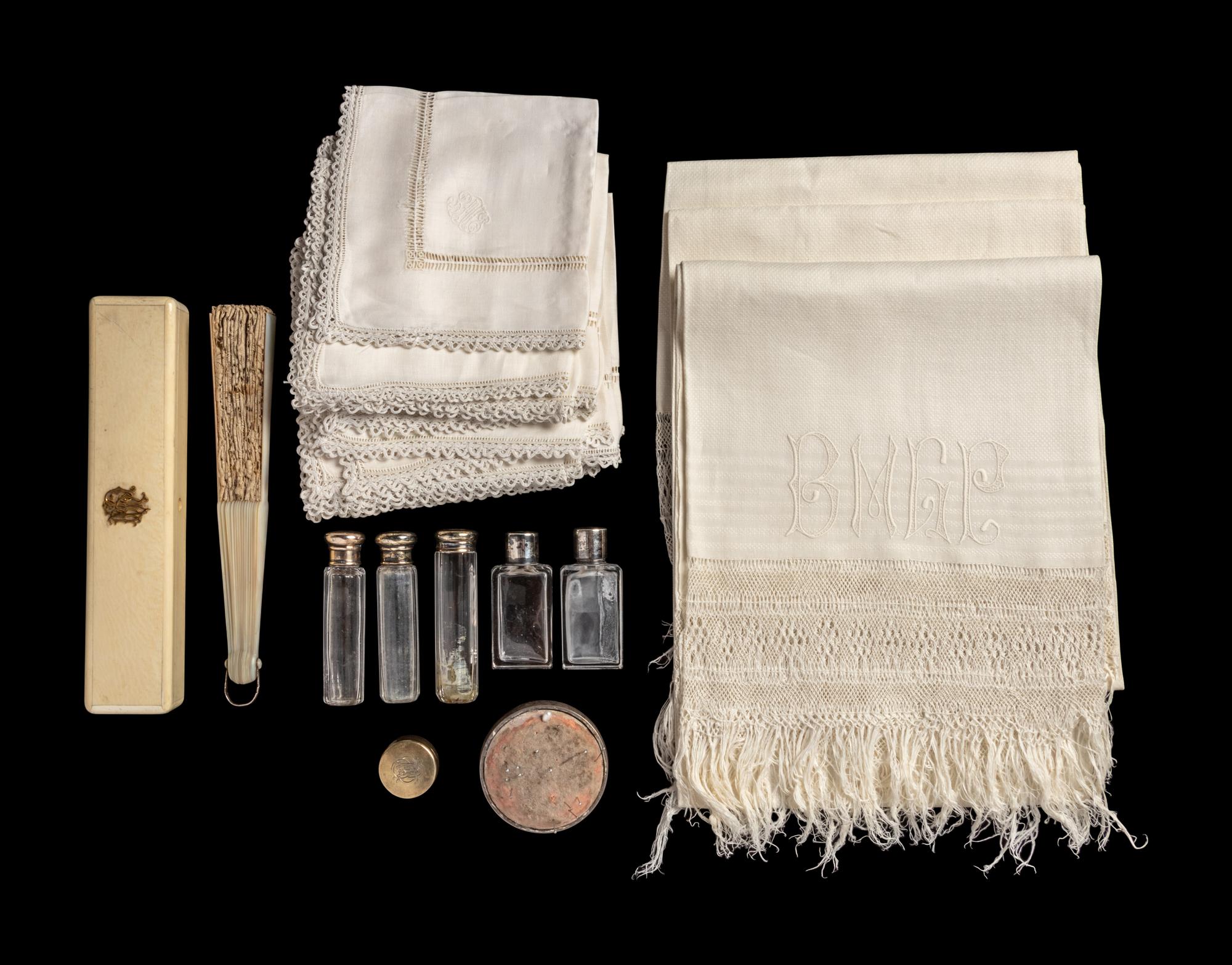 Bertha Palmer's Personal Items: Vanity Items and Fan, 1890-1910