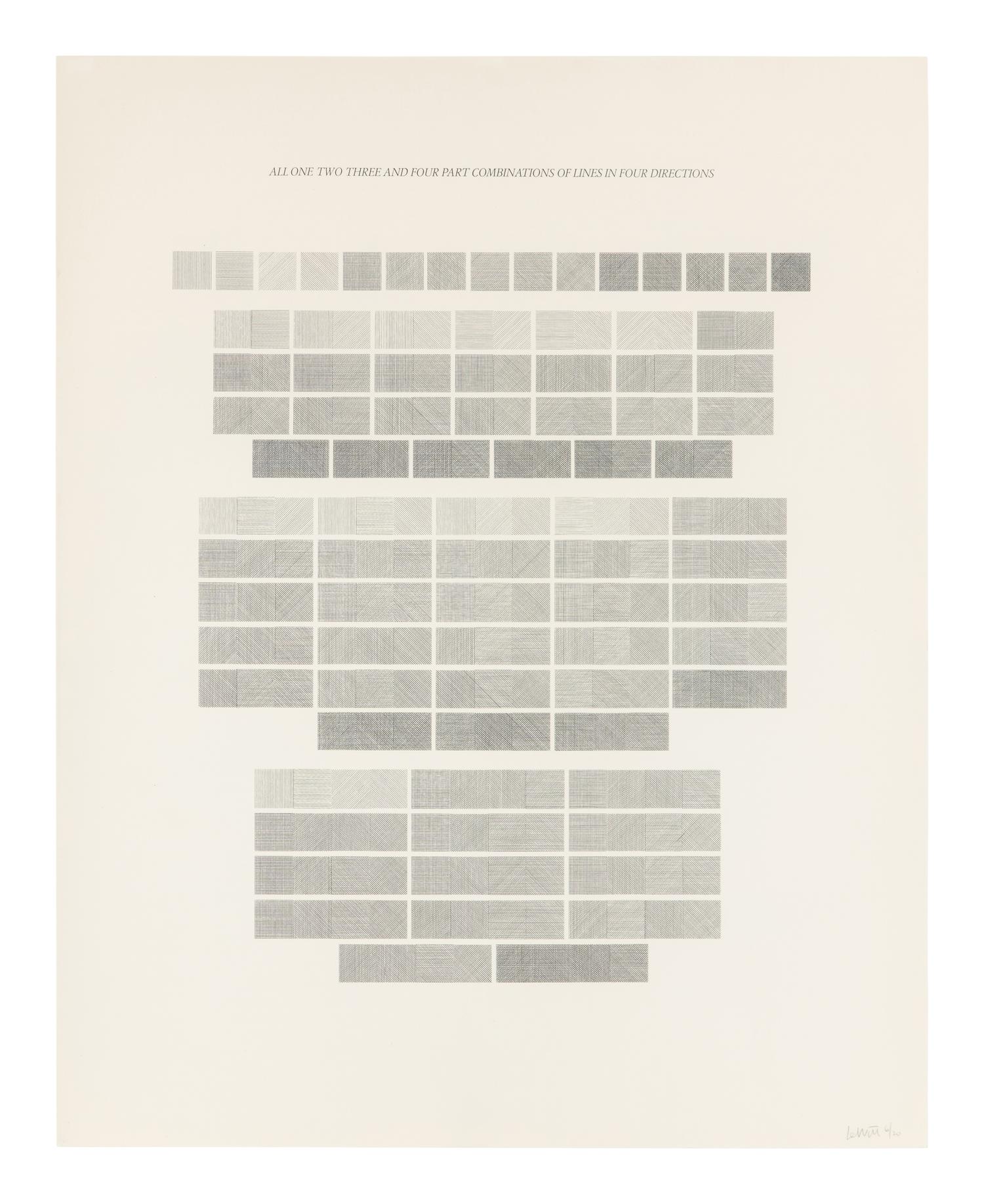 All One, Two, Three & Four Part Combinations of Lines in Four Directions (set of two), 1976